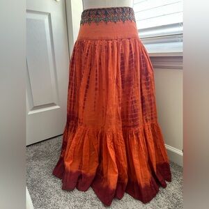 Soft Surroundings Orange and Red Maxi Skirt
